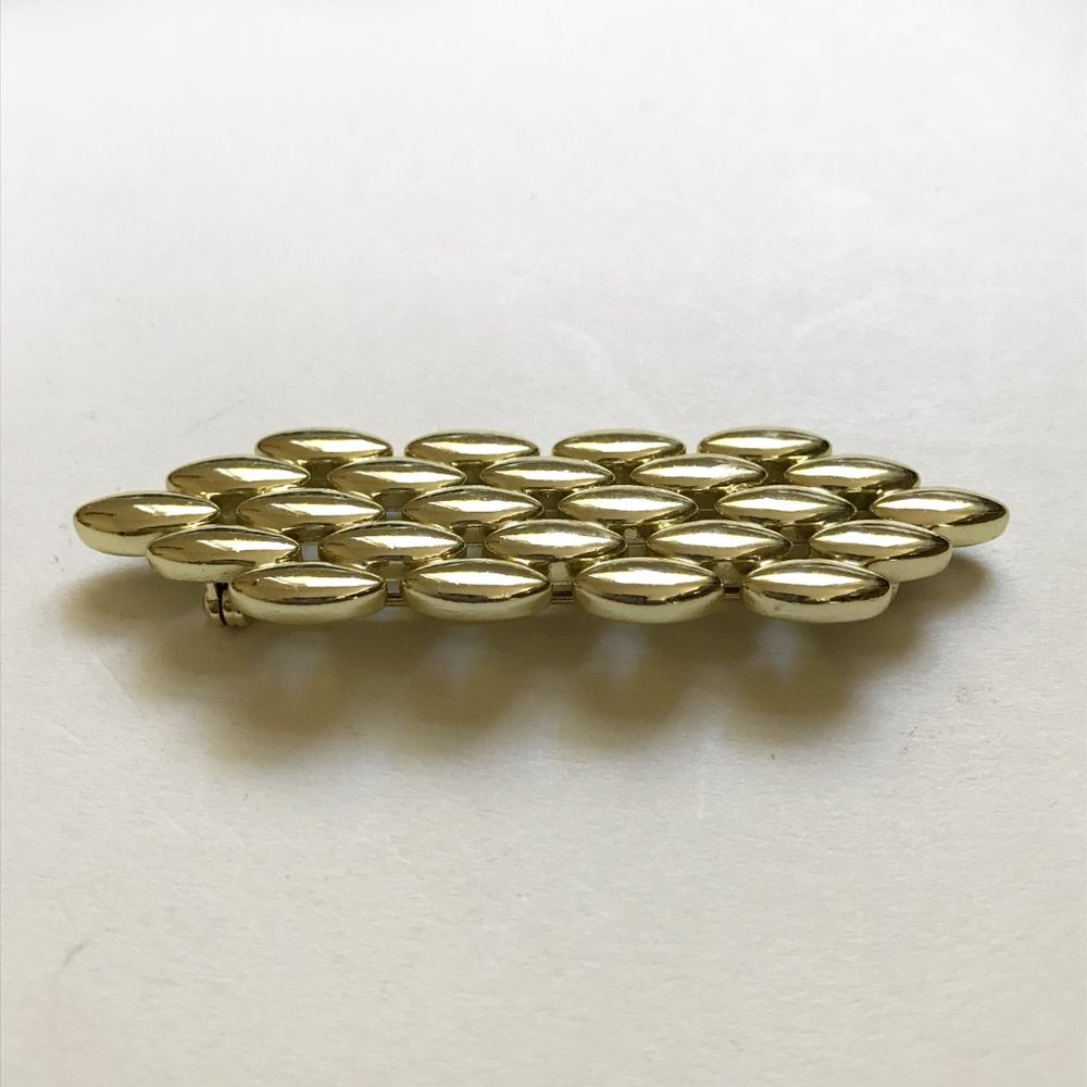 Givenchy Gold Tone Hexagonal Oval Pattern Brooch - image 4